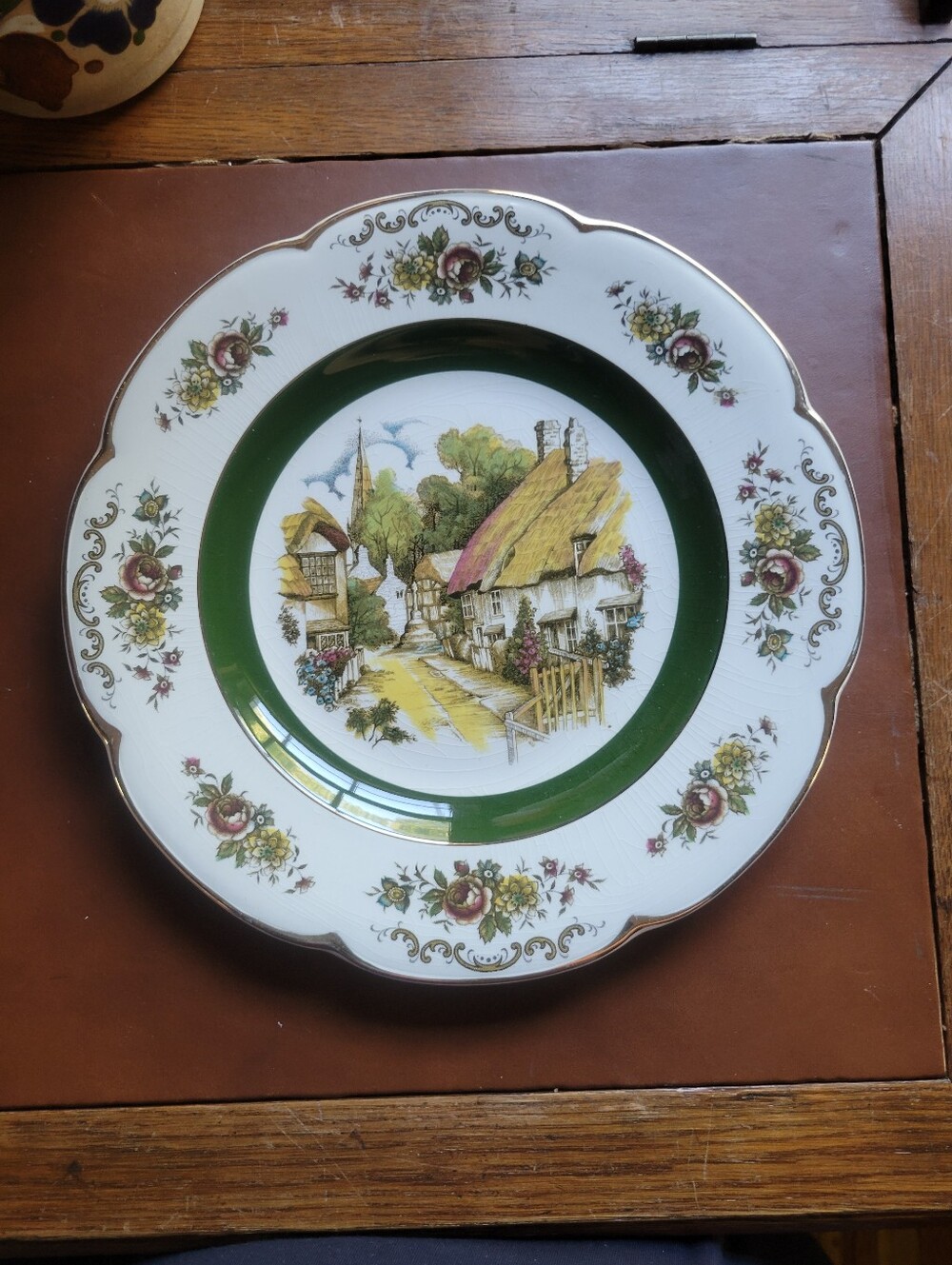 Vintage Wood & Sons Ascot Service Plate Alpine White Ironstone Village Scene